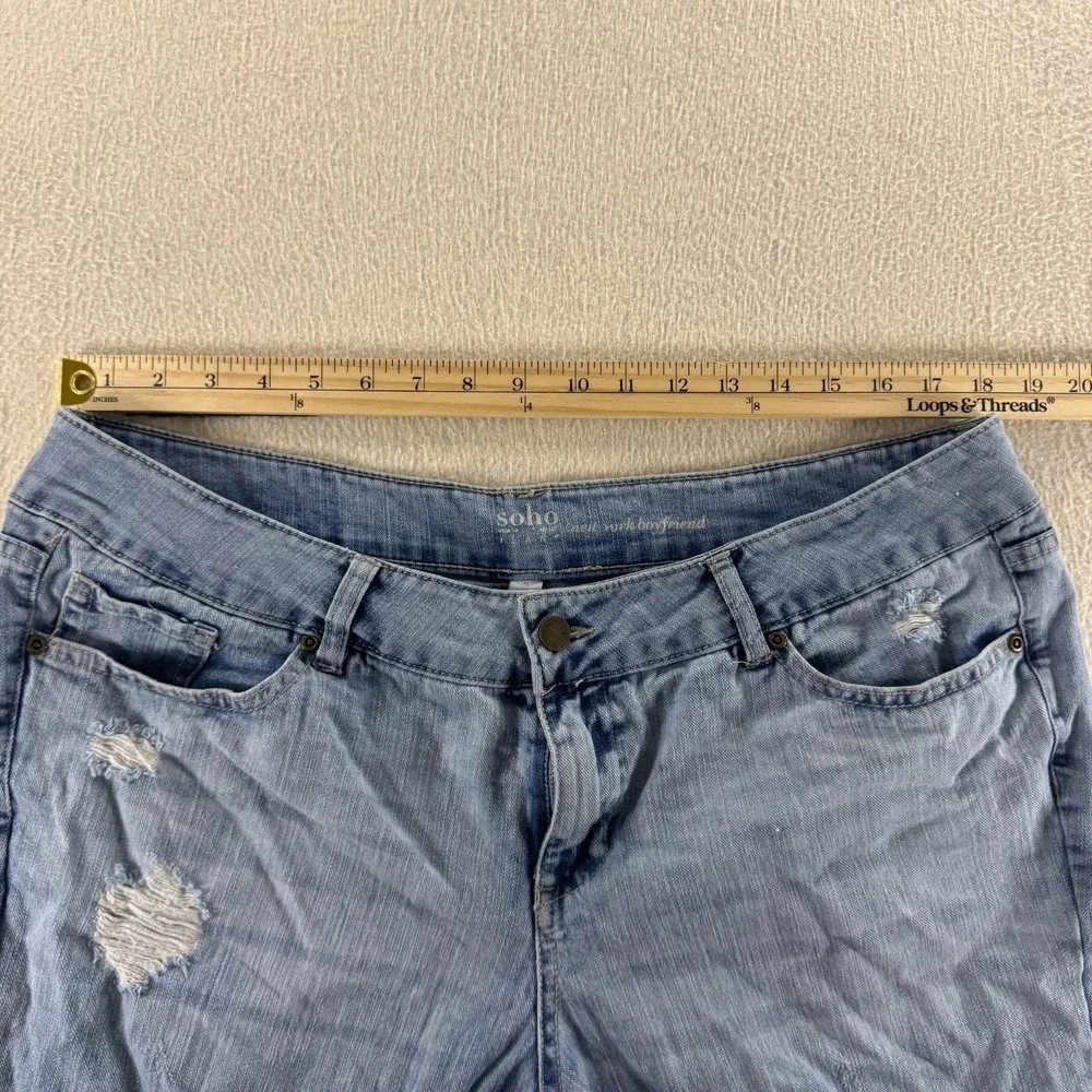 Soho Jeans New York Boyfriend Jeans Womens 18 Light Wash Distressed Ombre Good
